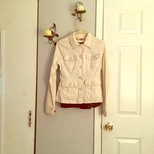 Cute lightweight cream colored button down jacket